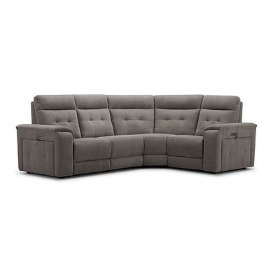 Juno Left Hand Corner Electric Recliner Sofa With Power Headrests in Amigo Cocoa Fabric