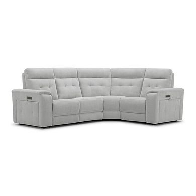 Juno Left Hand Corner Electric Recliner Sofa With Power Headrests in Amigo Dove Fabric