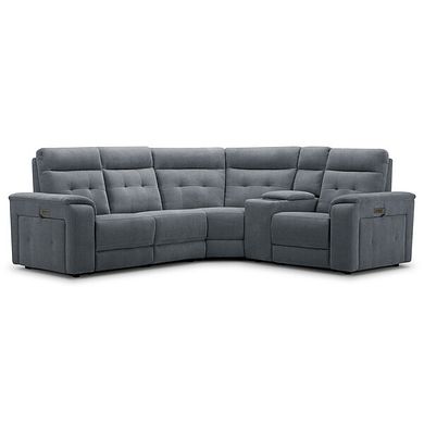 Juno Left Hand Corner Electric Recliner Sofa With Wireless Charging and Power Headrests in Amigo Coal Fabric