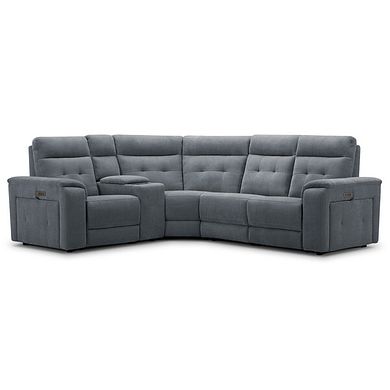 Juno Right Hand Corner Electric Recliner Sofa With Wireless Charging Console and Power Headrests in Amigo Coal Fabric