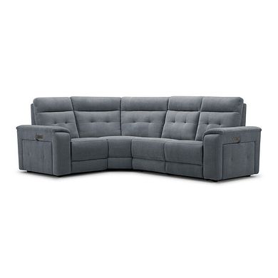 Juno Right Hand Corner Electric Recliner Sofa With Power Headrests in Amigo Coal Fabric