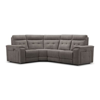Juno Right Hand Corner Electric Recliner Sofa With Power Headrests in Amigo Cocoa Fabric