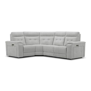 Juno Right Hand Corner Electric Recliner Sofa With Power Headrests in Amigo Dove Fabric