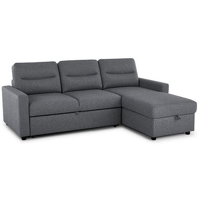 Kip 3 Seater Chaise Sofa Bed in Charcoal Fabric