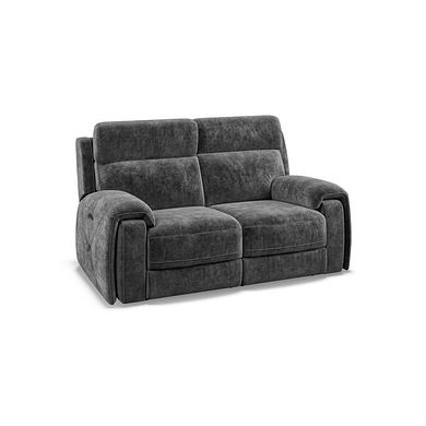 Leo 2 Seater Recliner Sofa with Adjustable Headrests in Descent Charcoal Fabric