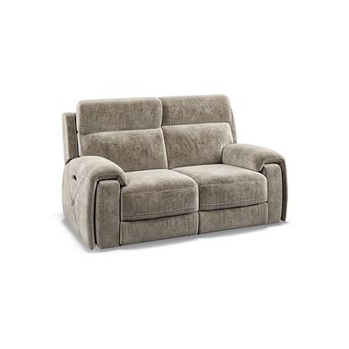 Leo 2 Seater Recliner Sofa with Adjustable Headrests in Descent Taupe Fabric