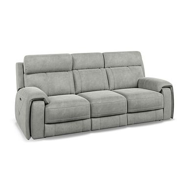 Leo 3 Seater Recliner Sofa with Adjustable Headrests in Billy Joe Dove Grey Fabric