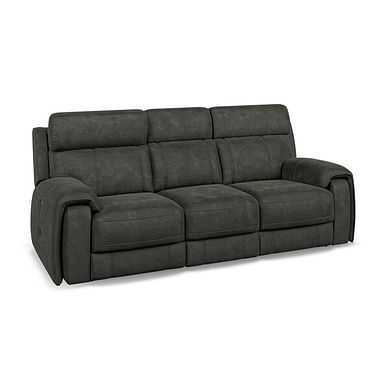 Leo 3 Seater Recliner Sofa with Adjustable Headrests in Billy Joe Grey Fabric