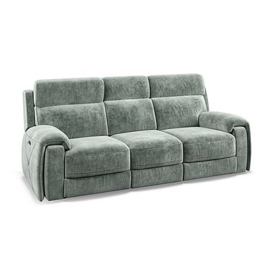 Leo 3 Seater Recliner Sofa with Adjustable Headrests in Descent Pewter Fabric