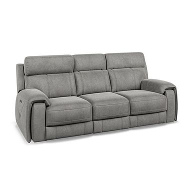Leo 3 Seater Recliner Sofa with Adjustable Headrests in Maldives Dark Grey Fabric