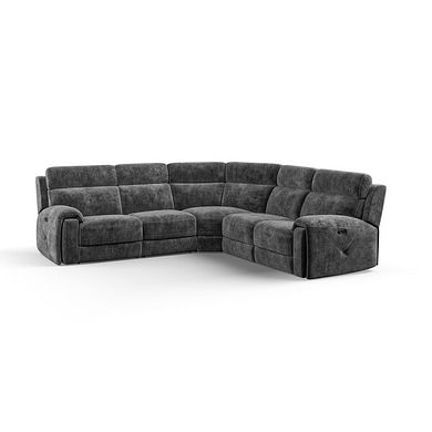 Leo Large Corner Recliner Sofa in Descent Charcoal Fabric