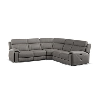 Leo Large Corner Recliner Sofa in Elephant Grey Leather