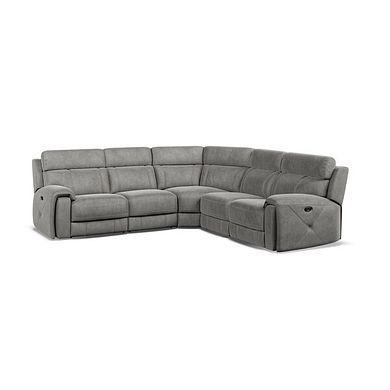 Leo Large Corner Recliner Sofa in Maldives Dark Grey Fabric