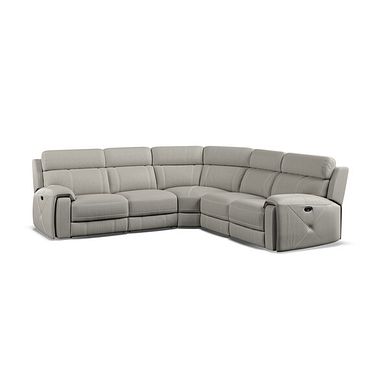 Leo Large Corner Recliner Sofa in Taupe Leather