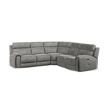 Leo Large Corner Recliner Sofa with Adjustable Headrests in Maldives Dark Grey Fabric