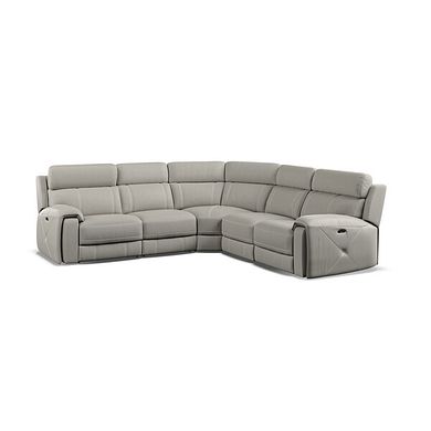 Leo Large Corner Recliner Sofa with Adjustable Headrests in Taupe Leather