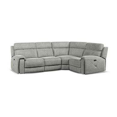 Leo Left Hand Corner Recliner Sofa with Adjustable Headrests in Billy Joe Dove Grey Fabric