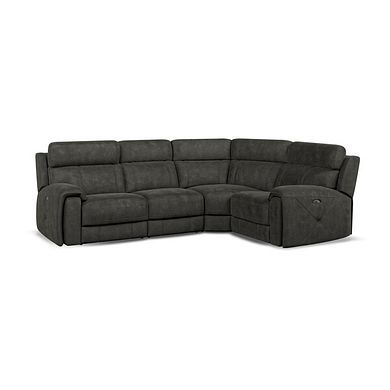 Leo Left Hand Corner Recliner Sofa with Adjustable Headrests in Billy Joe Grey Fabric