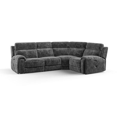 Leo Left Hand Corner Recliner Sofa with Adjustable Headrests in Descent Charcoal Fabric