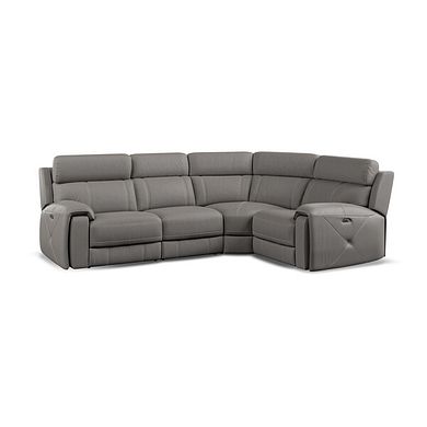 Leo Left Hand Corner Recliner Sofa with Adjustable Headrests in Elephant Grey Leather