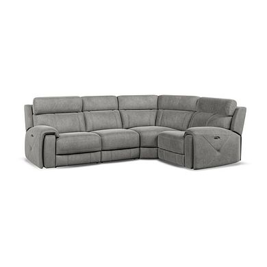 Leo Left Hand Corner Recliner Sofa with Adjustable Headrests in Maldives Dark Grey Fabric