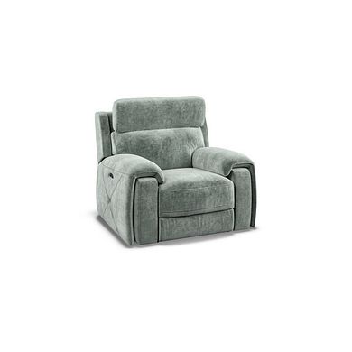 Leo Recliner Armchair with Adjustable Headrest in Descent Pewter Fabric