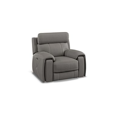 Leo Recliner Armchair with Adjustable Headrest in Elephant Grey Leather