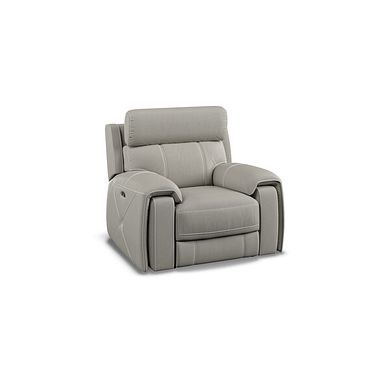 Leo Recliner Armchair with Adjustable Headrest in Taupe Leather