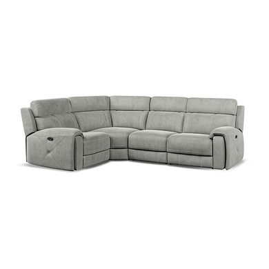 Leo Right Hand Corner Recliner Sofa with Adjustable Headrests in Billy Joe Dove Grey Fabric