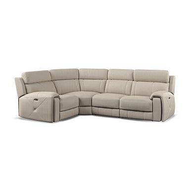 Leo Right Hand Corner Recliner Sofa with Adjustable Headrests in Pebble Leather
