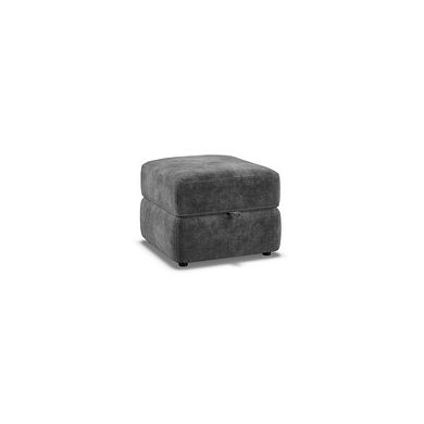 Leo Storage Footstool in Descent Charcoal Fabric