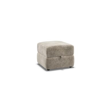 Leo Storage Footstool in Descent Taupe Fabric