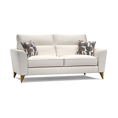 Levi 3 Seater Sofa in Barley Ivory Fabric with Asher Natural Scatters