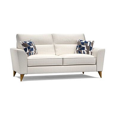 Levi 3 Seater Sofa in Barley Ivory Fabric with Asher Ocean Scatters