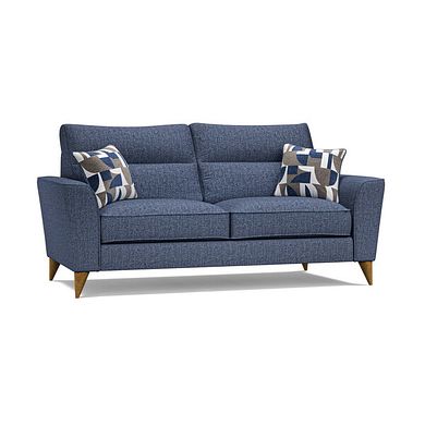 Levi 3 Seater Sofa in Barley Ocean Fabric with Asher Ocean Scatters