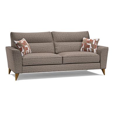 Levi 4 Seater Sofa in Barley Coffee Fabric with Asher Rust Scatters