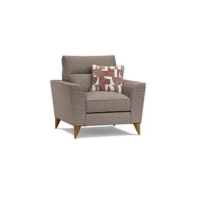 Levi Armchair in Barley Coffee Fabric with Asher Rust Scatter