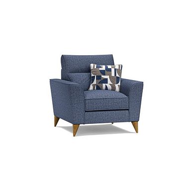 Levi Armchair in Barley Ocean Fabric with Asher Ocean Scatter