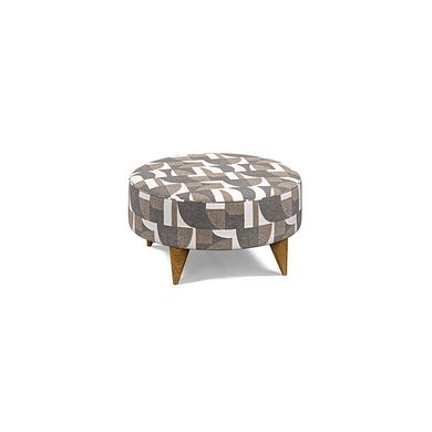 Levi Round Footstool in Asher Natural Fabric