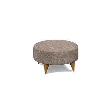 Levi Round Footstool in Barley Coffee Fabric