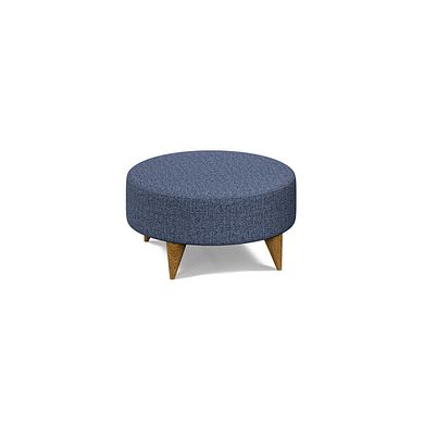 Levi Round Footstool in Barley Ocean Fabric