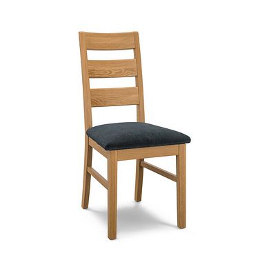 Linear Natural Oak Chair with Verona Charcoal Fabric Seat
