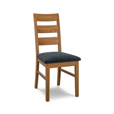 Linear Rustic Oak Chair with Verona Charcoal Fabric Seat