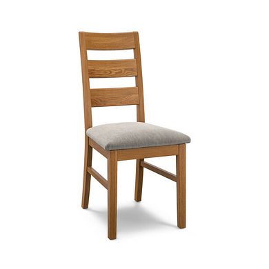 Linear Rustic Oak Chair with Verona Mocha Fabric Seat