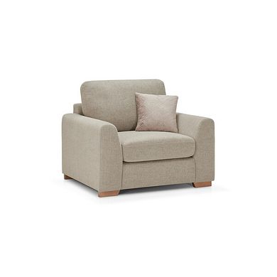 Ludlow Armchair in Ceriale Biscuit Fabric with Truffle Scatter Cushion