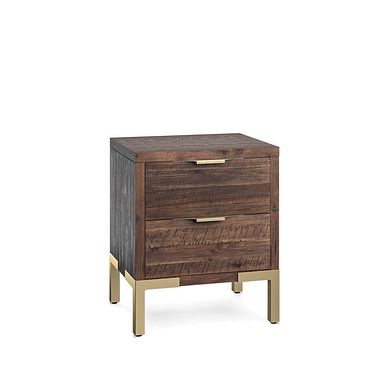 Madison Solid Hardwood and Metal 2 Drawer Bedside Table