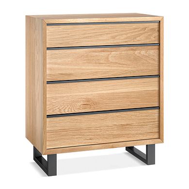 Maine Natural Solid Oak & Metal 4 Drawer Chest