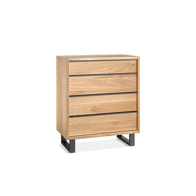 Maine Natural Solid Oak & Metal 4 Drawer Chest