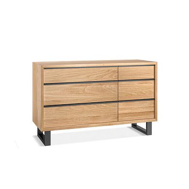 Maine Natural Solid Oak & Metal 6 Drawer Chest