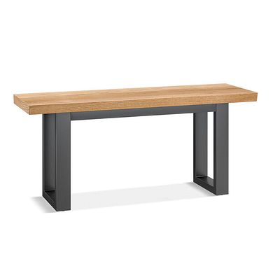 Maine Natural Solid Oak & Metal Bench 100cm